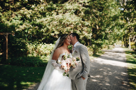 Christina & Kyle’s Wheatfield Estate Wedding in Sparta, Ontario | DIY Honey Blush Florals & Lush Ceremony Arbor